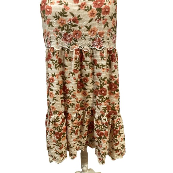 American Eagle Floral Sundress M Embroidered Tiered Cottage‎ core Babydoll Dress - Picture 5 of 10